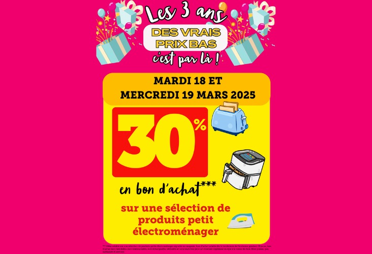 -30% en bon d'achat sur une sélection de produits petit électroménager