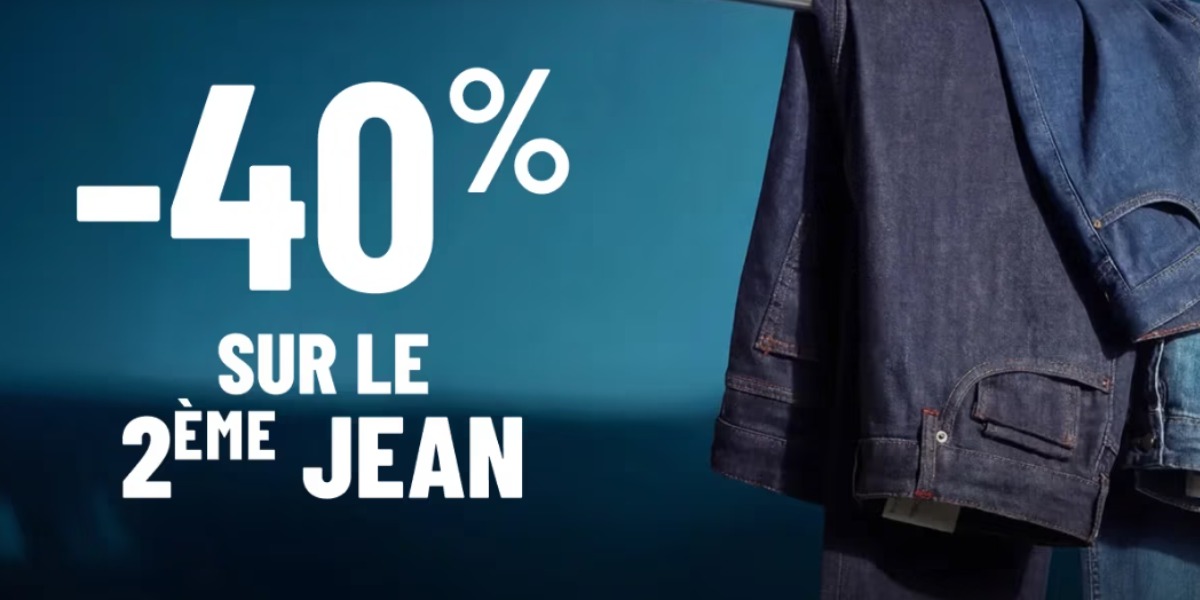 -40% sur le 2ème jean avec JULES