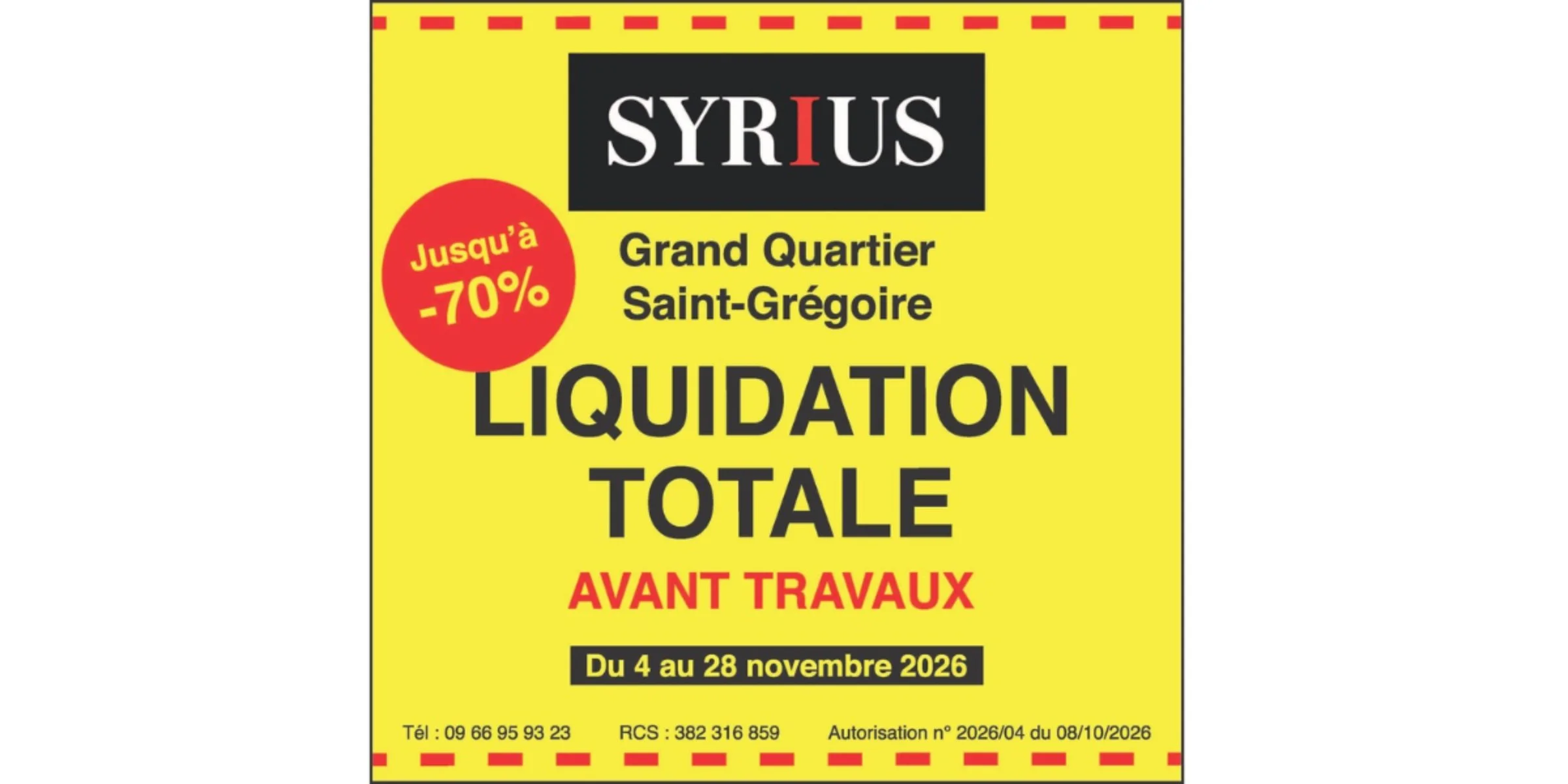 Liquidation avant travaux SYRIUS